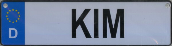 NAMENSSCHILD in Autokennzeichenform  Kim (26x7cm)