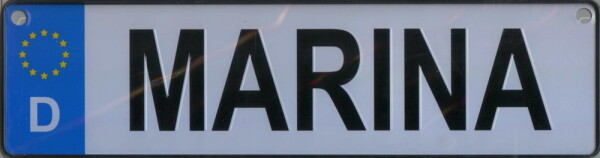 NAMENSSCHILD in Autokennzeichenform  Marina (26x7cm)