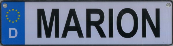 NAMENSSCHILD in Autokennzeichenform  Marion (26x7cm)