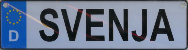 NAMENSSCHILD in Autokennzeichenform  Svenja (26x7cm)