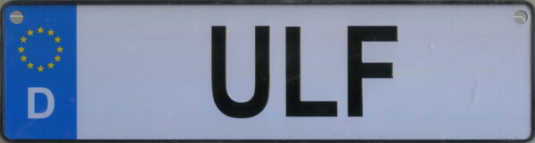 NAMENSSCHILD in Autokennzeichenform  Ulf (26x7cm)