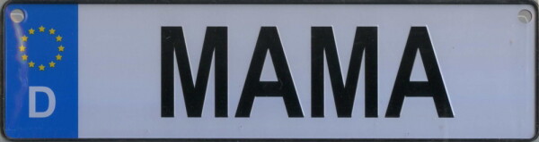 NAMENSSCHILD in Autokennzeichenform  Mama (26x7cm)