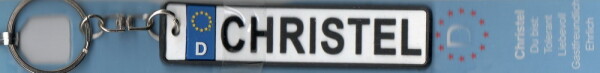 Namen-Schlüsselanhänger in Autokennzeichenform - Christel