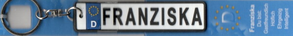 Namen-Schlüsselanhänger in Autokennzeichenform - Franziska