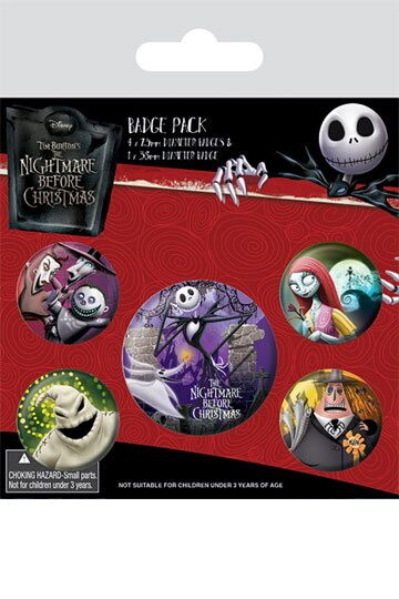 Nightmare Before Christmas Ansteck-Buttons 5er-Pack...