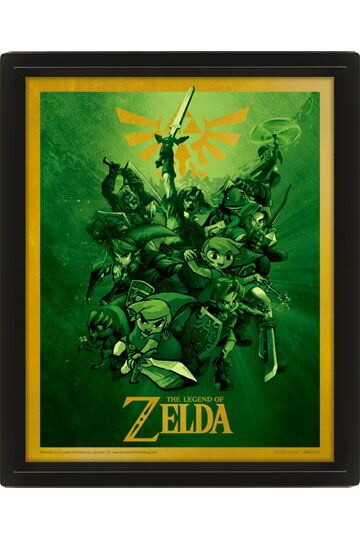 Legend of Zelda 3D-Effekt Poster im Rahmen Link 26 x 20 cm