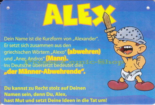 Postkarte / Namensschild - Alex