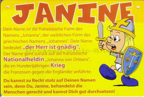 Postkarte / Namensschild - Janine