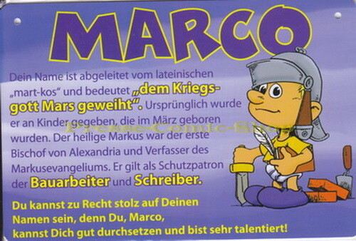 Postkarte / Namensschild - Marco