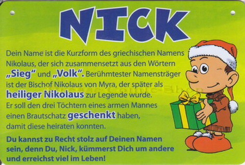 Postkarte / Namensschild - Nick
