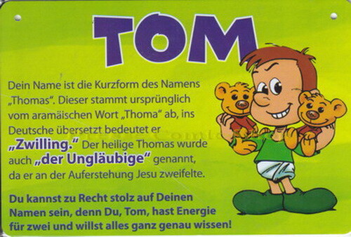 Postkarte / Namensschild - Tom