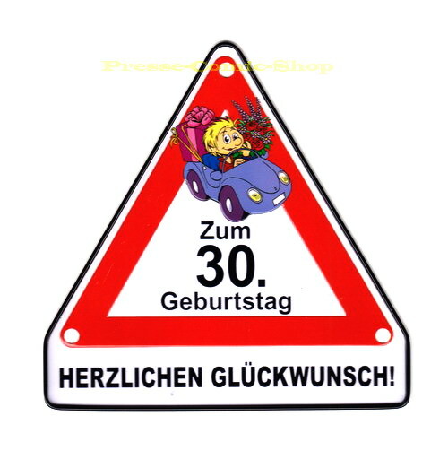 Achtung - Schilder "30.Geburtstag!" aus Blech inkl.3x Saugnapf